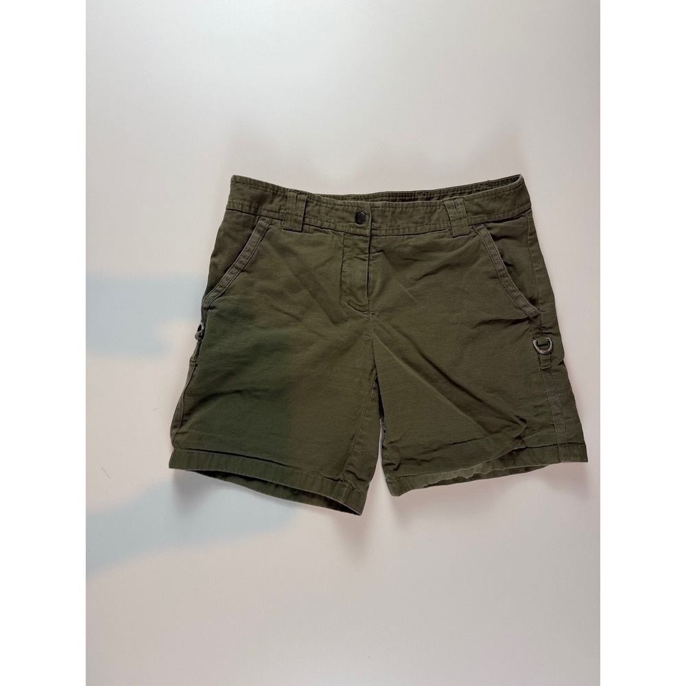 BCBGMAXAZRIA Olive Green Cargo Shorts Women 4 Utility D-Ring Snap Pockets